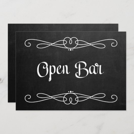 Invitation Panneau de mariage "Bar Ouvert" style tableau noir (Devant / Derrière)