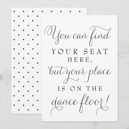 Invitation Panneau de mariage Black Dainty Script Trouvez vot (Devant / Derrière)