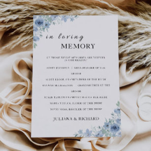 Invitation Panneau de mariage bleu en souvenir,