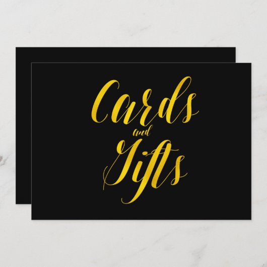 Invitation Panneau de mariage chic en faux papier doré "Carte (Devant / Derrière)