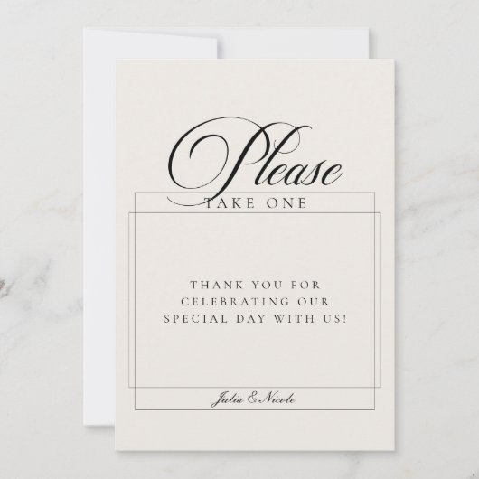 Invitation Panneau de mariage Classic Ivory Please Take A Fav (Devant)