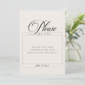 Invitation Panneau de mariage Classic Ivory Please Take A Fav (Debout devant)