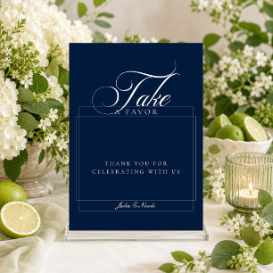 Invitation Panneau de mariage classique ivoire bleu marine Ta
