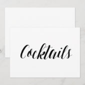 Invitation Panneau de mariage "Cocktails" en style calligraph (Devant / Derrière)