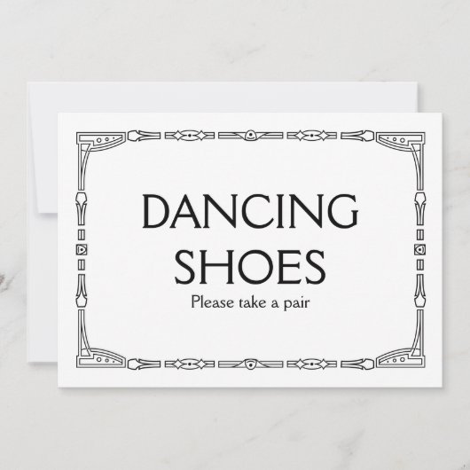 Invitation Panneau de mariage de style Art déco "Dancing Shoe (Devant)