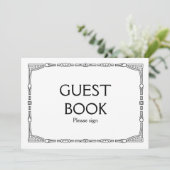Invitation Panneau de mariage de style Art déco "Livre d'or" (Debout devant)
