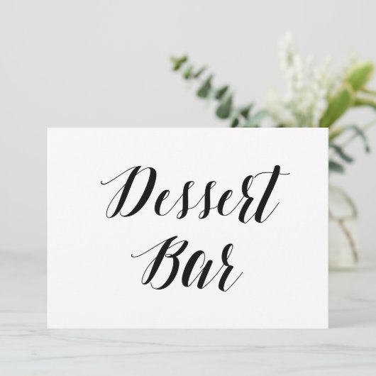 Invitation Panneau de mariage "Dessert Bar" de style calligra (Debout devant)