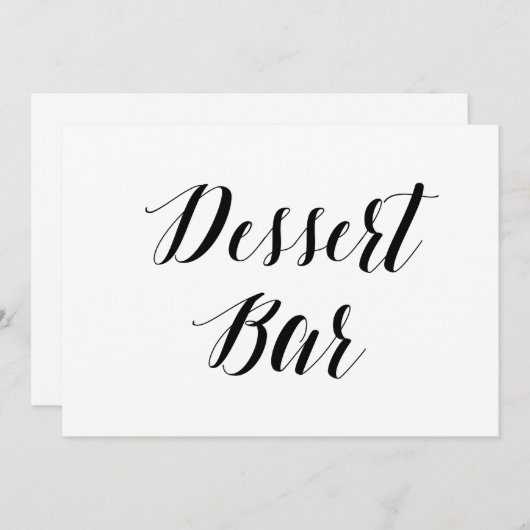 Invitation Panneau de mariage "Dessert Bar" de style calligra (Devant / Derrière)