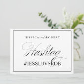 Invitation Panneau de Mariage Élégant avec Bordure Noire Hash (Debout devant)