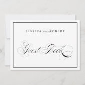Invitation Panneau de mariage élégant Livre d'or Bordure noir (Devant)