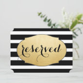 Invitation Panneau de mariage en faux or à rayures noires rés (Debout devant)