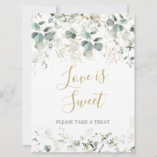 Invitation Panneau de mariage Eucalyptus Foliage Love is Swee (Devant)