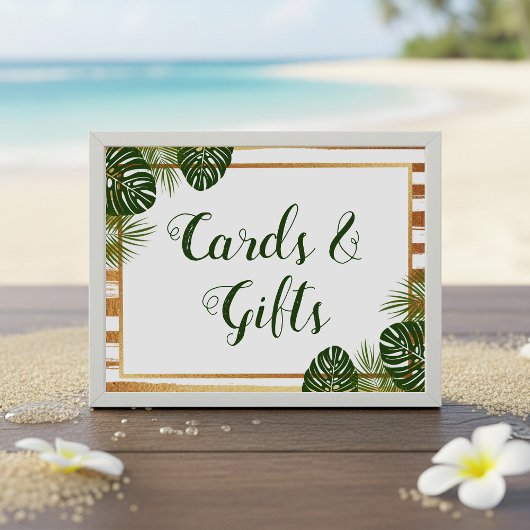 Invitation Panneau de mariage Gold Foil & Green Palm Leaf Bea