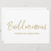 Invitation Panneau de mariage Jenga "Construire des souvenirs (Devant / Derrière)