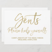 Invitation Panneau de mariage Messieurs Servez-vous (Devant / Derrière)