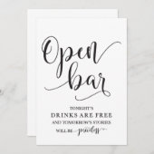 Invitation Panneau de mariage Open Bar Boissons Alcoolisées (Devant / Derrière)