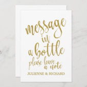 Invitation Panneau de mariage or Message dans une bouteille a (Devant / Derrière)