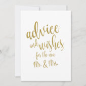 Invitation Panneau de mariage oré Conseils et Vœux Abordable (Devant)