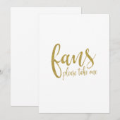 Invitation Panneau de Mariage Pas Cher Pailleté Or pour Fans (Devant / Derrière)