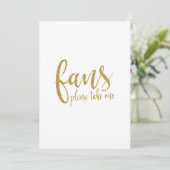 Invitation Panneau de Mariage Pas Cher Paillettes Or pour Fan (Debout devant)