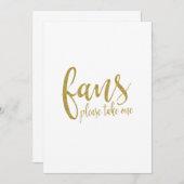 Invitation Panneau de Mariage Pas Cher Paillettes Or pour Fan (Devant / Derrière)