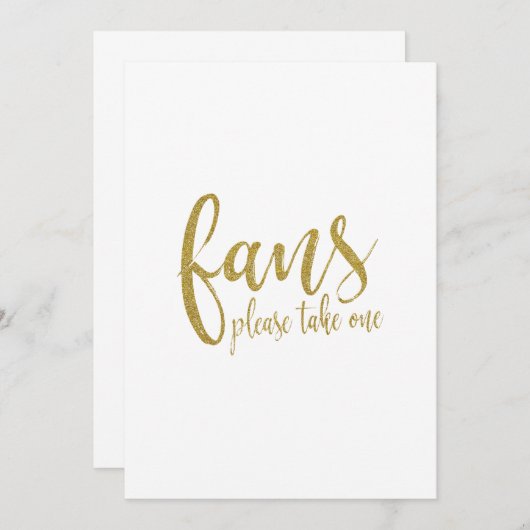 Invitation Panneau de Mariage Pas Cher Paillettes Or pour Fan (Devant / Derrière)