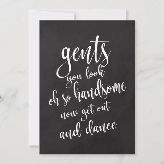 Invitation Panneau de mariage pas cher pour toilettes messieu (Devant)
