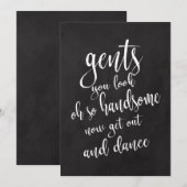 Invitation Panneau de mariage pas cher pour toilettes messieu (Devant / Derrière)