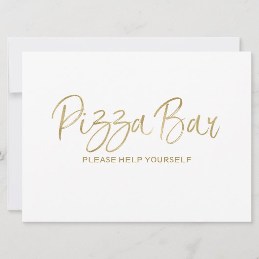 Invitation Panneau de mariage "Pizza Bar" | Doré élégant (Devant)
