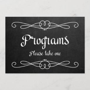 Invitation Panneau de mariage "Programmes" de style tableau n