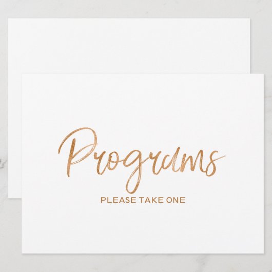 Invitation Panneau de mariage "Programmes" | Rose dorée de st (Devant / Derrière)