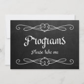 Invitation Panneau de mariage "Programmes" style tableau noir (Devant)