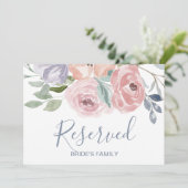 Invitation Panneau de mariage réservé aux florales rose pouss (Debout devant)