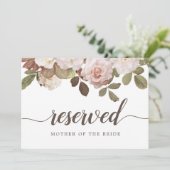 Invitation Panneau de mariage "Réservé" aux Roses Françaises (Debout devant)