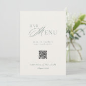 Invitation Panneau de menu de bar de mariage avec code QR ver (Debout devant)