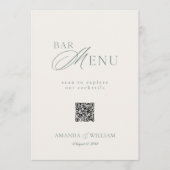 Invitation Panneau de menu de bar de mariage avec code QR ver (Devant)