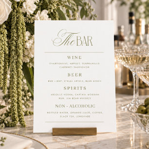 Invitation Panneau de menu de bar de mariage vert sauge éléga