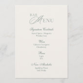 Invitation Panneau de menu de bar de mariage vert sauge minim (Devant)