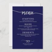 Invitation Panneau de menu de mariage calligraphié bleu marin (Devant)