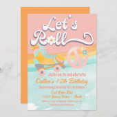 Invitation Panneau de Paix Anniversaire Retro Roller (Devant / Derrière)