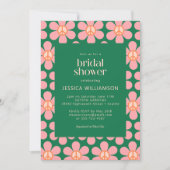 Invitation Panneau de Paix Hippie Retro Fleur Vert Rose Douch (Devant)