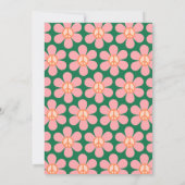 Invitation Panneau de Paix Hippie Retro Fleur Vert Rose Douch (Dos)