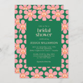 Invitation Panneau de Paix Hippie Retro Fleur Vert Rose Douch (Devant / Derrière)