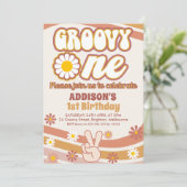 Invitation Panneau de Paix Retro Daisies Super un 1er anniver (Debout devant)