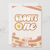 Invitation Panneau de Paix Retro Daisies Super un 1er anniver (Dos)