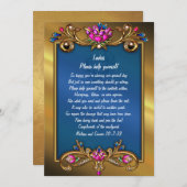 Invitation Panneau de panier de mariage à cadre floral doré o (Devant / Derrière)