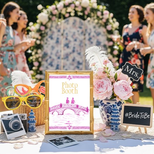 Invitation Panneau de Photobooth Pont Élégant Rose