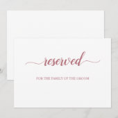 Invitation Panneau de placement de mariage réservé écriture R (Devant / Derrière)