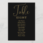 Invitation Panneau de plan de table élégant noir et or Numéro (Devant)
