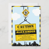 Invitation Panneau de prudence de construction Boy Fête d'ann (Devant)